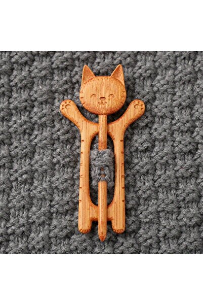 Choice النمط 4، قطعة واحدة، وشاح شتوي لطيف على شكل قطة، مشبك ثابت - بروش خشبي...