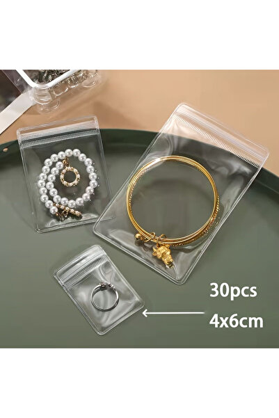 Choice 30 قطعة من أكياس تخزين المجوهرات المصنوعة من مادة PVC، شفافة، مزودة بس...