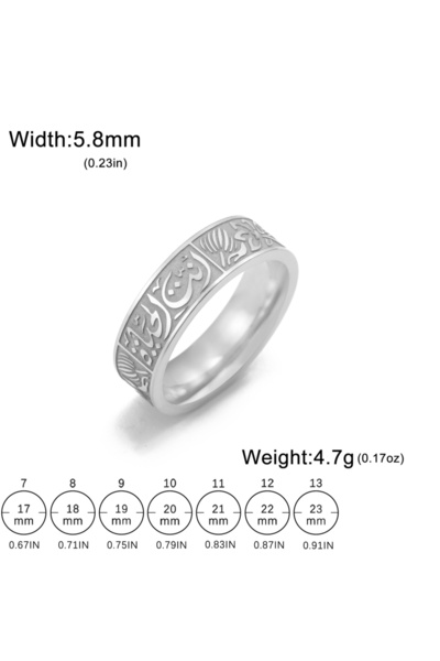 Choice 8 Silver Vintage Arabic Calligraphy Symbol Ring Stainless Steel Men's ...