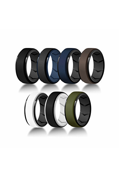 Choice 12 7 Pack Set 7 Pack Wedding Bands for Men, 8mm Hypoallergenic Breatha...