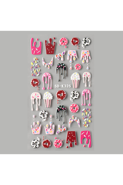 Choice ملصقات أظافر خماسية الأبعاد منقوشة على شكل آيس كريم، بتصاميم كرتونية ل...