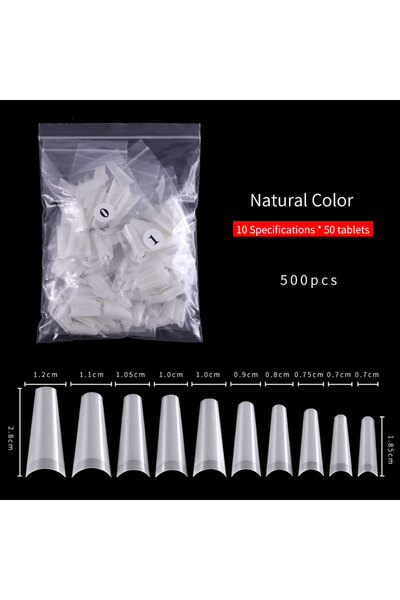 Choice 02 500 قطعة/كيس أظافر صناعية فرنسية من قماش الدنيم، أظافر أكريليك شفاف...