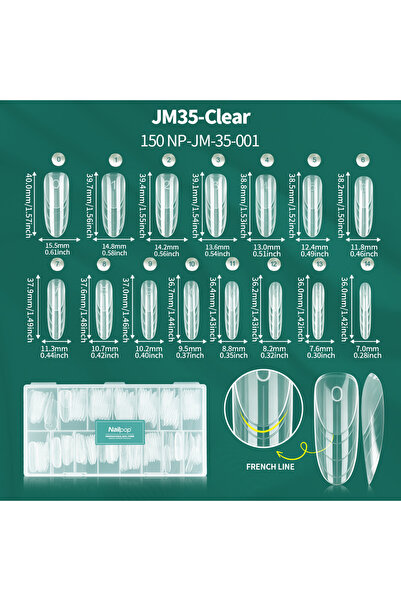 Choice JM35-Clear 150 Nailpop 150pcs Nail Dual Forms Molds 15 Size French Fas...