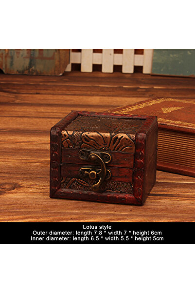 Choice صندوق مجوهرات خشبي عتيق الطراز الصيني A7 مزود بقفل، صندوق تغليف صغير ل...