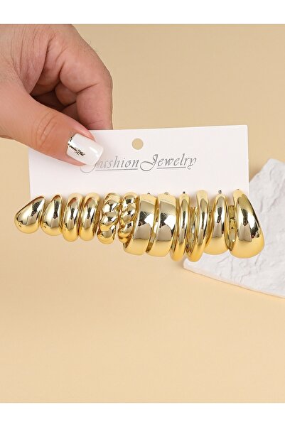 Choice 066C 6-18pairs Fashionable Glossy Gold Spray-Coated ABS Earrings,Skin-...