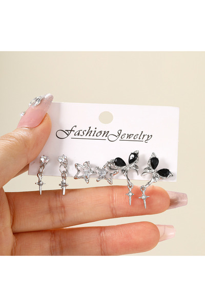 Choice AYA 5818401 New Fashion Goth Black Butterfly Crystal Star Earring Set ...