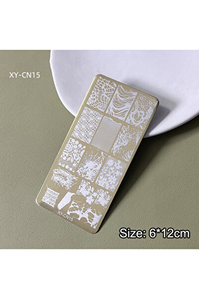 Choice 15 12x6cm Golden Rectangular Nail Stamping Plates Bowknot Butterfly Fl...