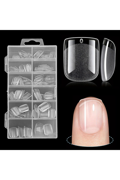 Choice 120 قطعة من أطراف أظافر جل ناعمة مربعة قصيرة جدًا بنصف لمعة، مصنوعة من...