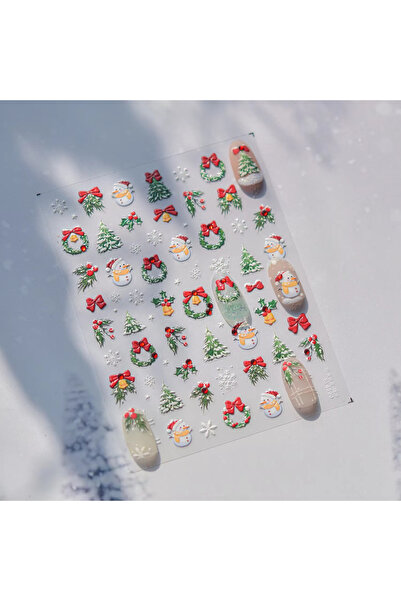 Choice ملصق أظافر واحد لعيد الميلاد - دب كرتوني مرصع بالكريستال الماسي الرائع...