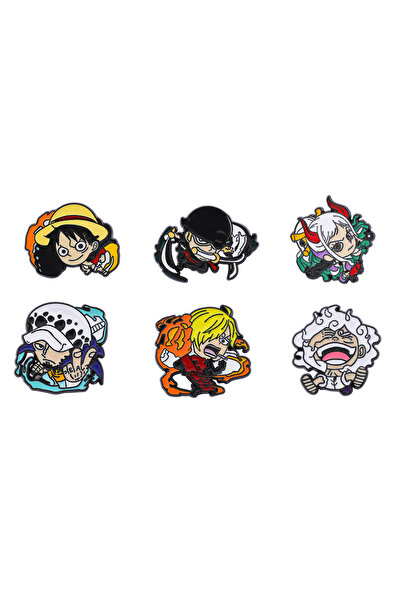 Miniso 6 قطع من دبابيس بروش شخصيات الأنمي الإبداعية، لوفي وزورو، مطلية بالمين...