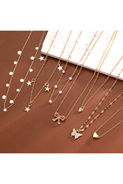 Choice CSY6109601HB 7pcs Elegant Bowknot Imitation Pearl Necklace Set For Wom...