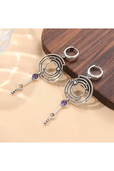 Choice T424 1 Pair of Vintage Copper Craftsman Earrings Inlaid with Artificia...