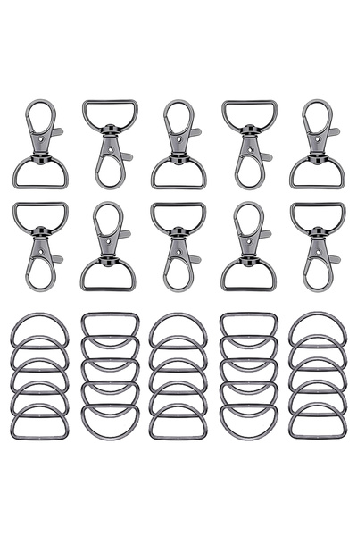 Choice ١٥ مجموعة سوداء ١٥/٢٥/٣٥/٥٠ مجموعة سلسلة مفاتيح على شكل حرف D، حلقة D،...