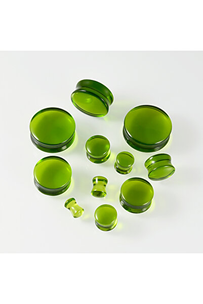 Choice قطعتان - 12 مم أخضر شفاف، قطعتان من نفق الأذن الزجاجي الأخضر/الأحمر مع...