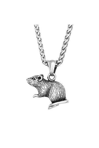 Choice قلادة بتصميم فأر قوطي عتيق، سلسلة بطول 60 سم، للرجال والنساء، مصنوعة م...