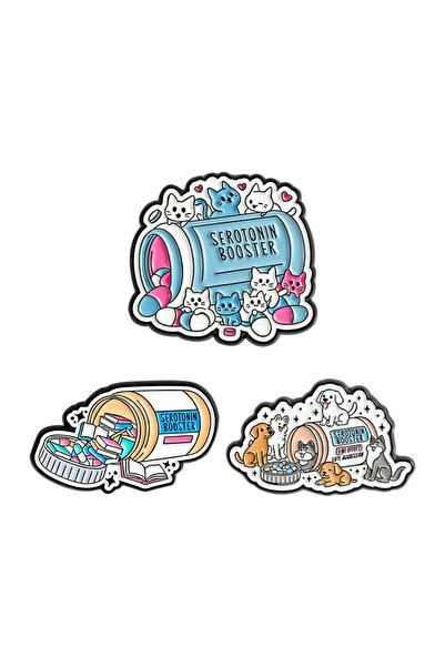 Choice TZ2422 Serotonin Booster Enamel Pins Dog Cat Books Brooches Lapel Badg...