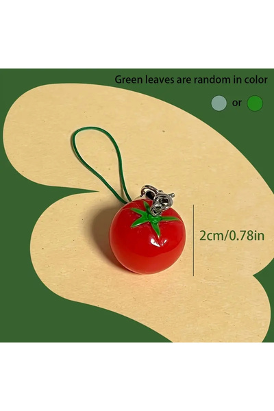 Choice سلسلة مفاتيح على شكل حبة طماطم خضراء واقعية، مصنوعة من مادة الراتنج، م...