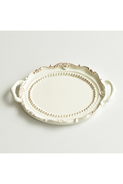 Choice صينية عرض مجوهرات صغيرة بتصميم أوروبي عتيق باللون البيج، لعرض القلائد ...