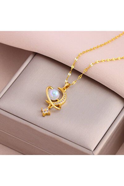 Choice ١٠١٧ قلادة جديدة رومانسية رائعة من الفولاذ المقاوم للصدأ بتصميم قمر مر...