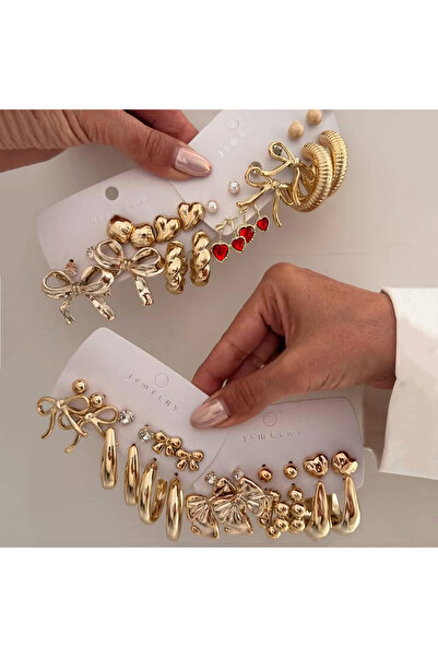 Choice مجموعة أقراط AYA6651301 مكونة من 46 قطعة، مطلية بالذهب، بتصميم عصري وإ...