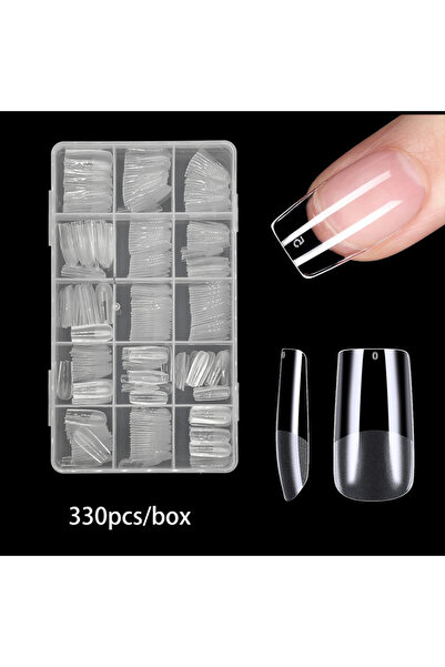 Choice 330pcs 120/240/330/600pcs Medium Square Fake Nails - Clear Press-On Na...