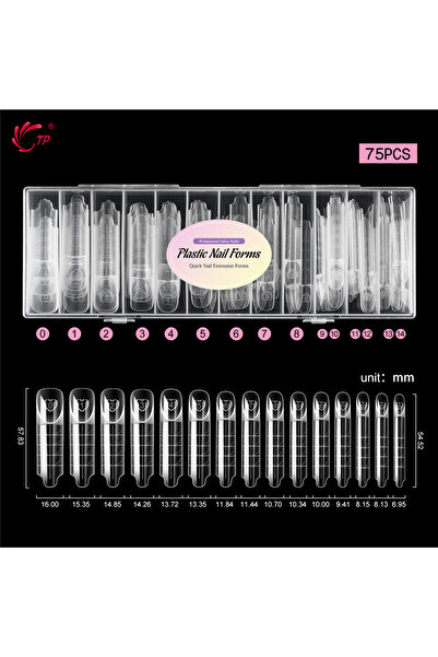 Choice TI50B-75PCS-Box TP Space French Dual Forms 15 Sizes Clear Reusable Nai...