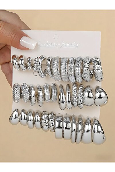 Choice 066-2 6-18pairs Fashionable Glossy Gold Spray-Coated ABS Earrings,Skin...