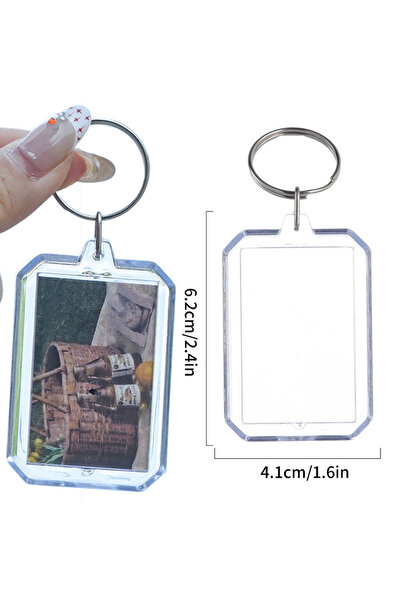 Choice 10pcs Style 05 1-50pcs Transparent Acrylic Blank Insert Keychain Round...