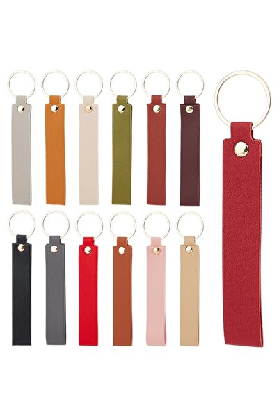 Choice AECH07-04995 26Pcs 13 Colors Laser Leather Keychains PU Engraving Leat...