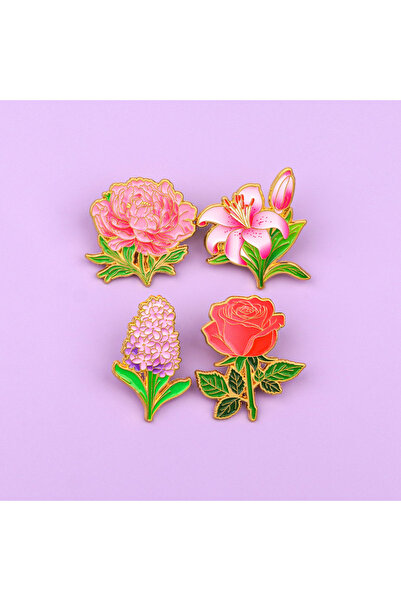 Choice 4pcs 4pcs/set Flowers Brooches For Women Rose Enamel Pin Vintage Metal...