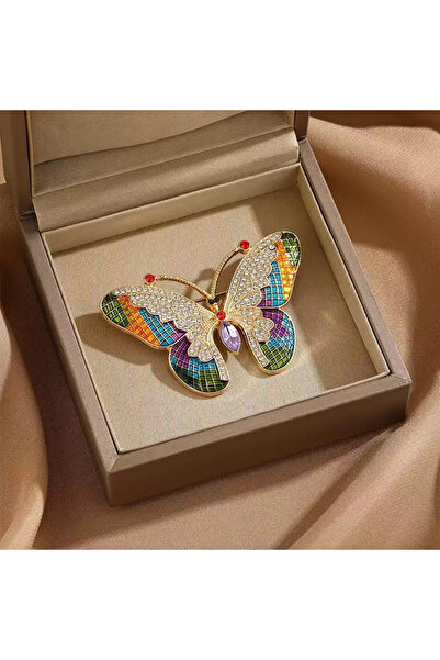 Choice بروش فراشة ثلاثي الأبعاد مرصع بالألماس بتصميم كلاسيكي عتيق من caisehud...