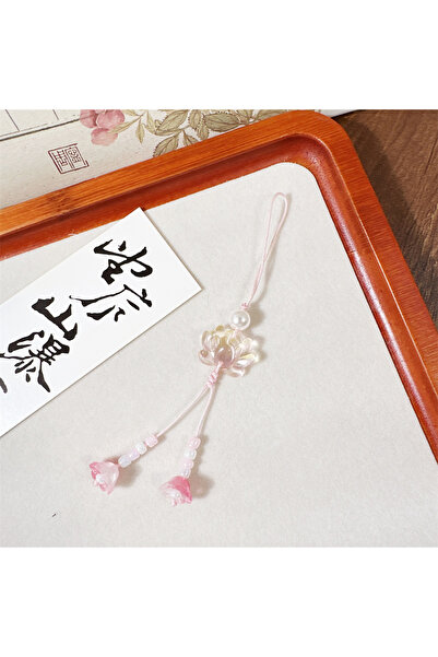 Choice pink 1pcs Chinese-style Handmade Beaded Lotus Pendant Key Chains Mobil...