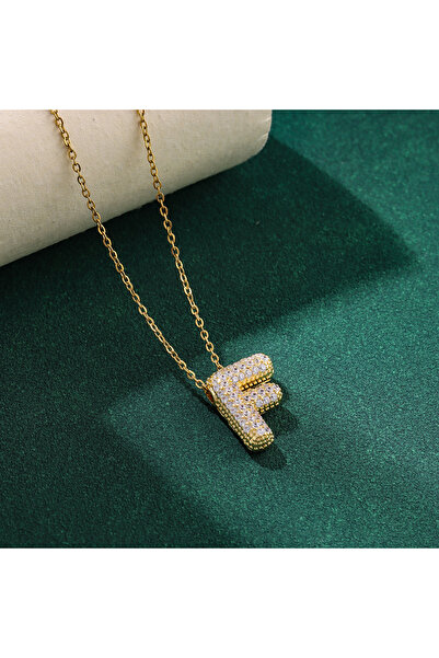 Choice F New Trendy Zircon Crystal 26 English Letters Necklaces For Women Fem...