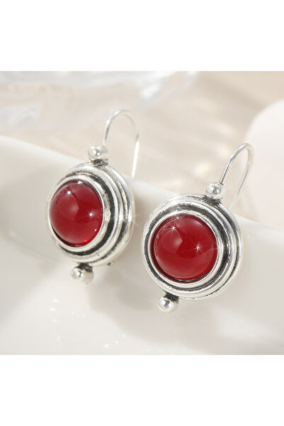 Choice Red T1225 Vintage Silvery Plated Exquisite Women's Red Stone Fashion D...