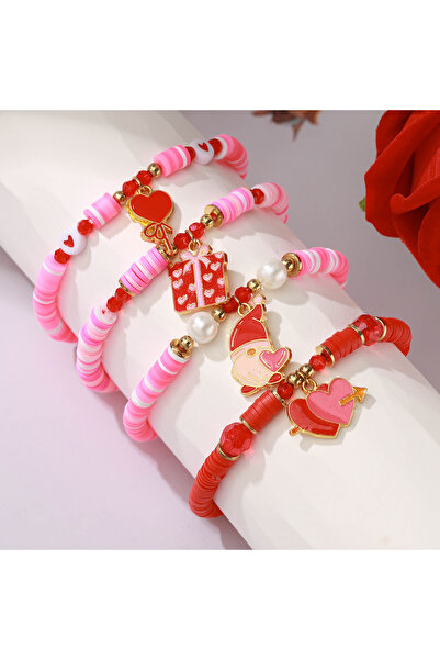 Choice طقم أساور سيراميك ناعمة متعددة الطبقات باللون الأحمر، مناسب كهدية لعيد...