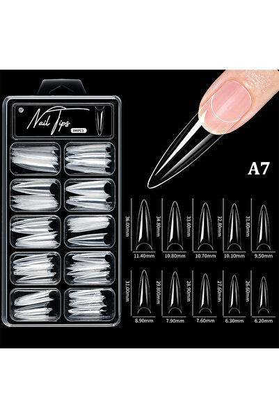 Choice A7 100Pcs Soft Gel False Nail Tips Short Square Coffin Almond Artifici...