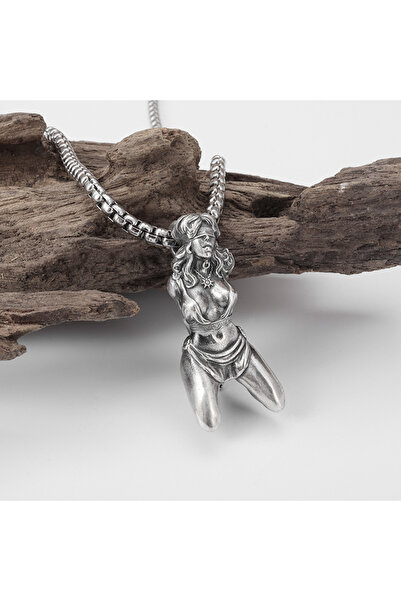 Choice AL4572- قلادة فضية على طراز القوطية، تمثل تمثالاً لامرأة أسيرة حرب، من...