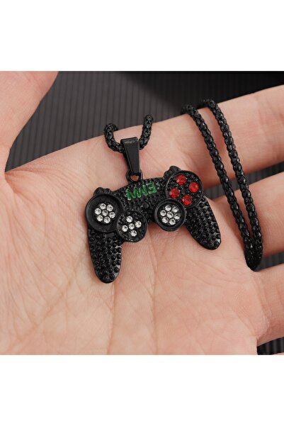 Choice قلادة سوداء بتصميم هيب هوب، مطلية بالذهب الأسود، مرصعة بكريستال، على ش...