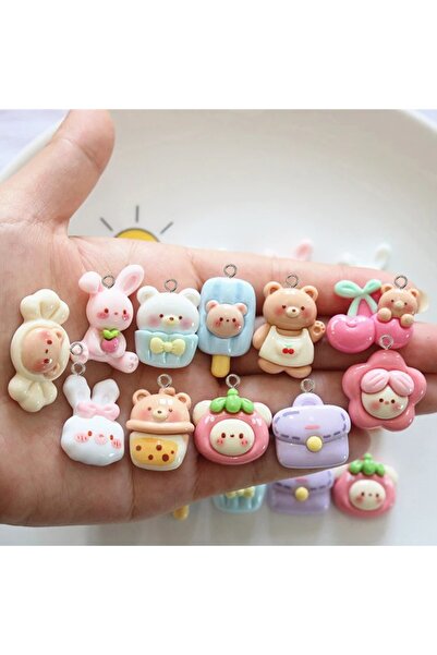 Choice ١٠ قطع متنوعة من تعليقات دببة وأرانب كرتونية لطيفة مصنوعة من الراتنج، ...