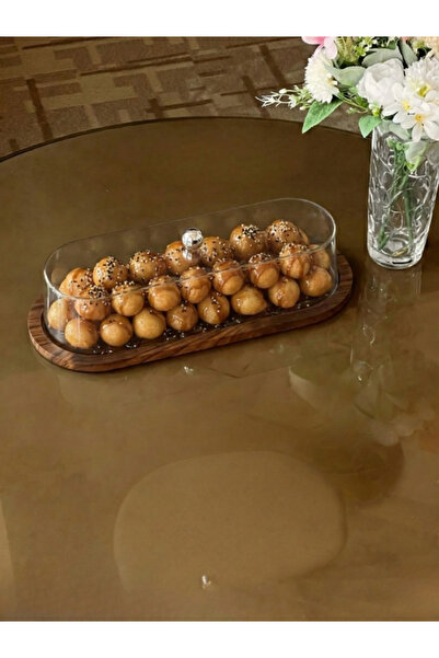 Generic Oval wooden serving dish with a transparent acrylic lid
