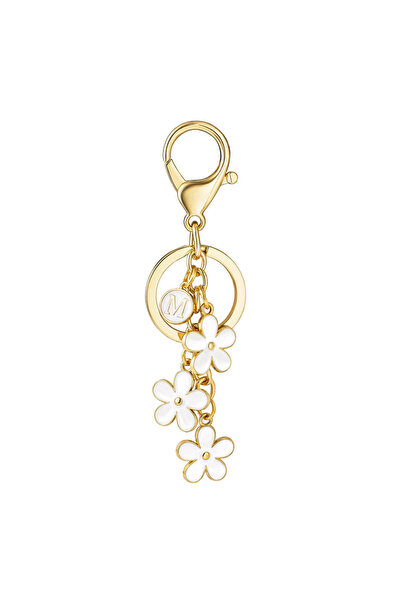 Choice M Stylish Initial Keychain Alloy dripping White Flower Charms Letter K...