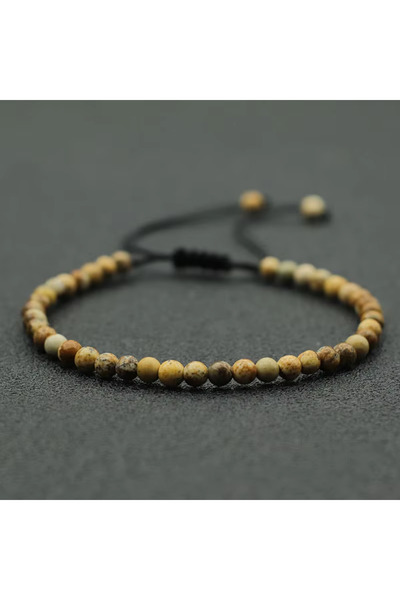 Choice Fossil Fashion 4mm Natural Stone Bracelet Men Women Handmade Braided A...