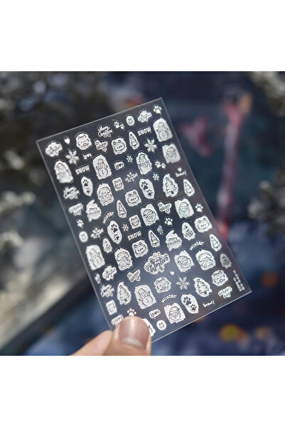 Choice ملصقات أظافر بتصميم رجل ثلجي لطيف، قطعة واحدة، مزينة بنقوش ثلاثية الأب...