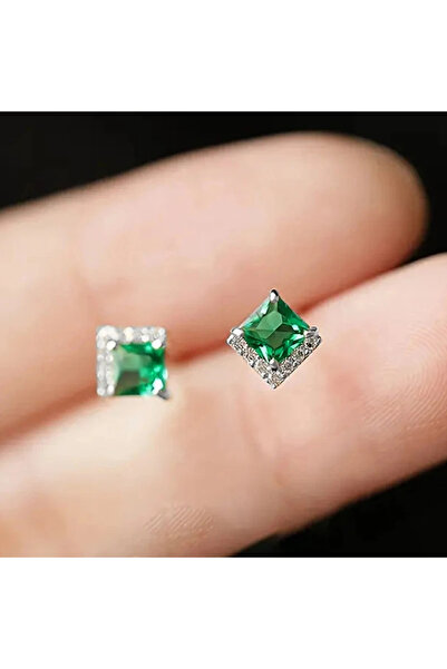Choice E3950 Huitan Women Stud Earrings Inlaid Bright Green/White CZ for Dail...
