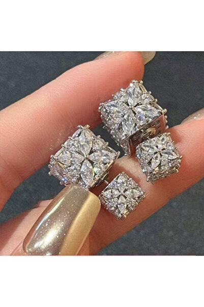 Choice WA4918-1 Unique Design Two-wear Earrings for Women Shining Zircon Squa...