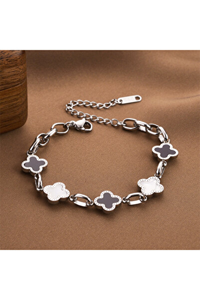 Choice سوار نسائي أنيق من التيتانيوم بلون فولاذي، طوله 16.5 سم، مزين بأربع أو...