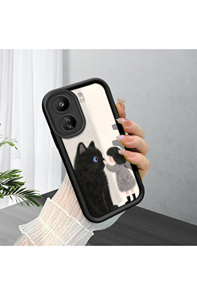 CASEVIBE Redmi 13C Uyumlu, sevimli kedi desenli silikon telefon kılıfı.
