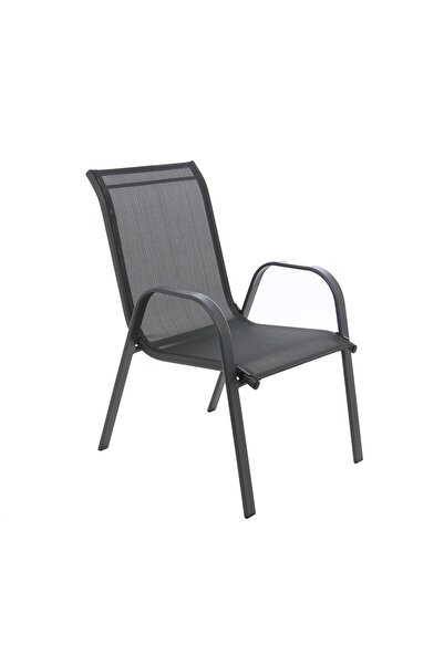 OEMN Garden Chair / Terrace, Fixed, BE-002, Metal + Textilene, Black