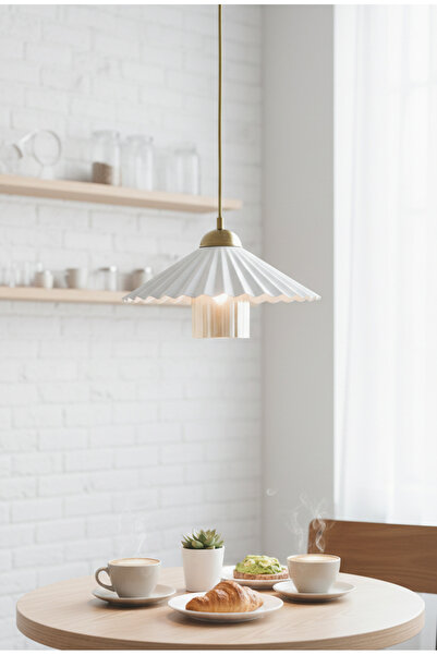 Decodelight Beyaz Eskitme Endüstriyel Metal Pileli Model 30 cm Camlı Hol mutf...