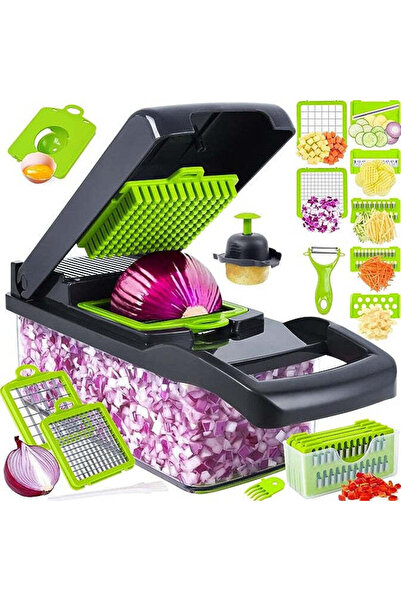 NICHI Vegetable Cutter, Chopper & Slicer – Multi-Function Kitchen Prep Tool with Interchangeable Blades